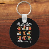 All Reindeer Communicate Differently Xmas Autism A キーホルダー (正面)