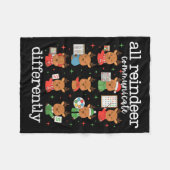 All Reindeer Communicate Differently Xmas Autism A フリースブランケット (正面(横))
