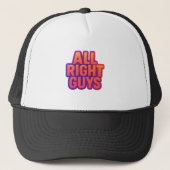 All Right Guys Funny Trucker Hat | Retro 3D Text キャップ (正面)