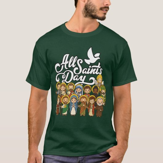 All Saints Day Catholic St Joseph Mary Therese Mic Tシャツ (正面)