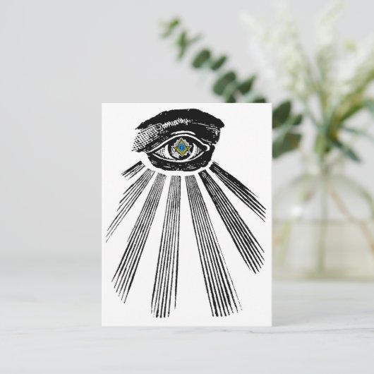 All See Eye SquareとCompass Masonic ポストカード (スタンド正面)