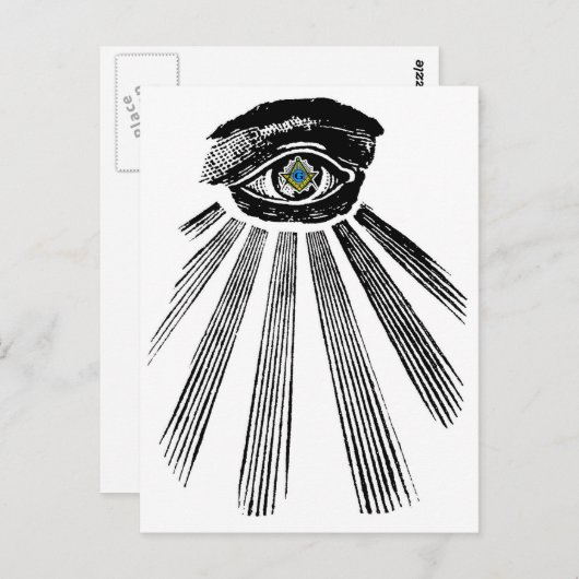 All See Eye SquareとCompass Masonic ポストカード (正面/裏面)