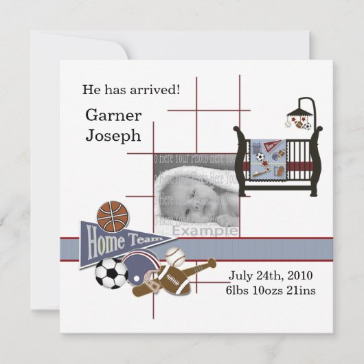 All Sportsベビー写真報告テンプレート 案内状 (正面)