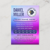 All Sports Custom Trading Card, Neon Chrome Steel  コーリングカード (裏面)