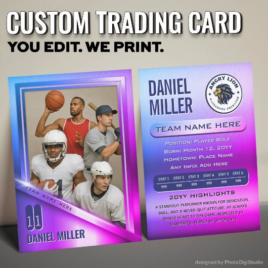 All Sports Custom Trading Card, Neon Chrome Steel  コーリングカード