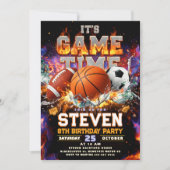 All Sports Game Time Birthday Party - Sport 招待状 (正面)