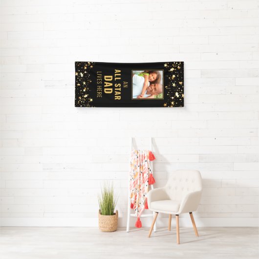 ALL STARパパが住む黒い金ゴールド星写真 横断幕 (インサイチュ)