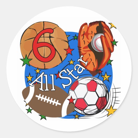 All Star 6誕生日Tシャツとギフト ラウンドシール (正面)