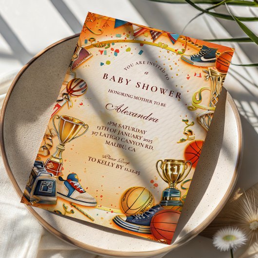 All Star Basketball Baby Shower 招待状