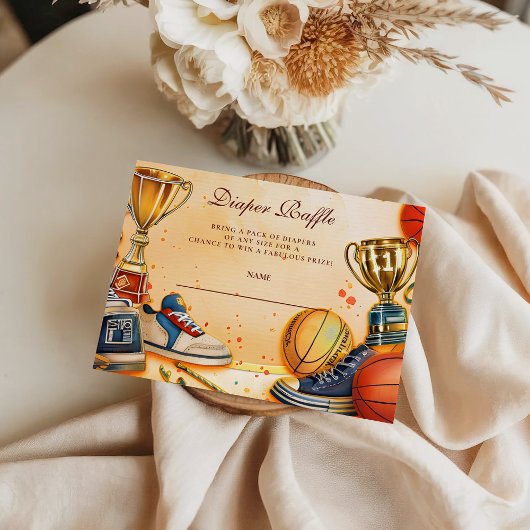 All Star Basketball Baby Shower Diapper Raffle エンクロージャーカード