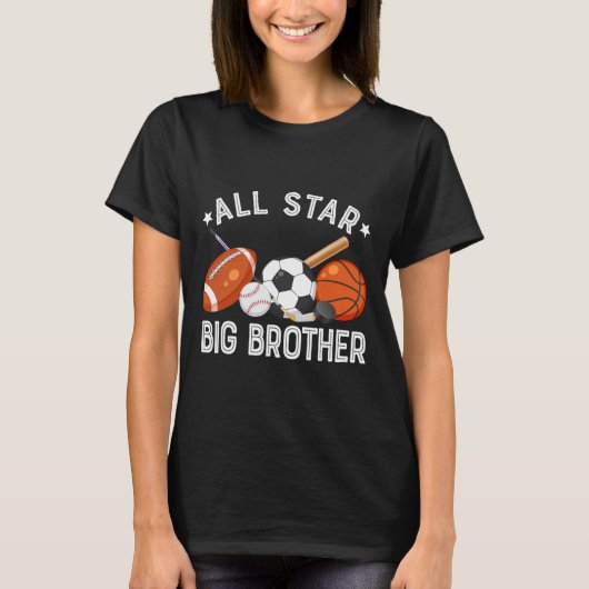 All Star Big Brother Of The Birthday Sketll Soccer Tシャツ (正面)