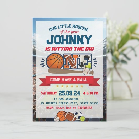 All Star Sport First Birthday Invitation 招待状 (スタンド正面)