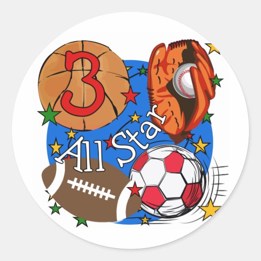 All Star Sports誕生日Tシャツとギフト ラウンドシール (正面)