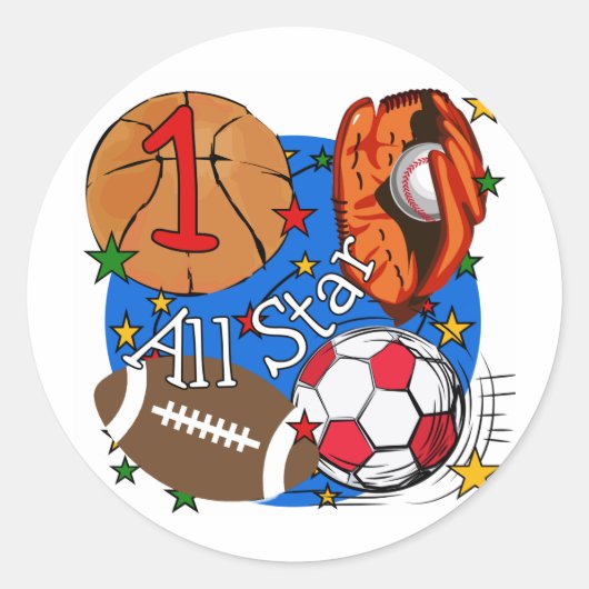 All Star Sports誕生日Tシャツとギフト ラウンドシール (正面)