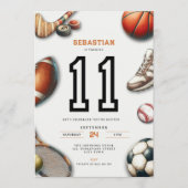 All Star Sports 11th Birthday Invitation for Boys 招待状 (正面)