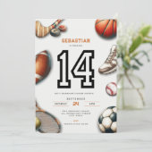 All Star Sports 14th Birthday Invitation for Boys 招待状 (スタンド正面)