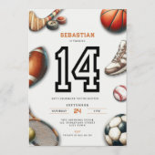 All Star Sports 14th Birthday Invitation for Boys 招待状 (正面)