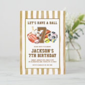 All Star Sports Ball Games Birthday Party  招待状 (スタンド正面)