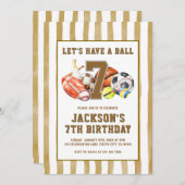 All Star Sports Ball Games Birthday Party  招待状 (正面/裏面)