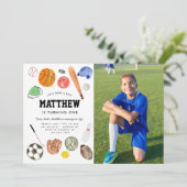 All Star Sports Ballsチームキッドボーイフォト誕生日 招待状 (スタンド正面)
