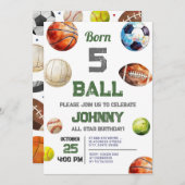 All Star Sports Birthday Partyの招待 招待状 (正面/裏面)