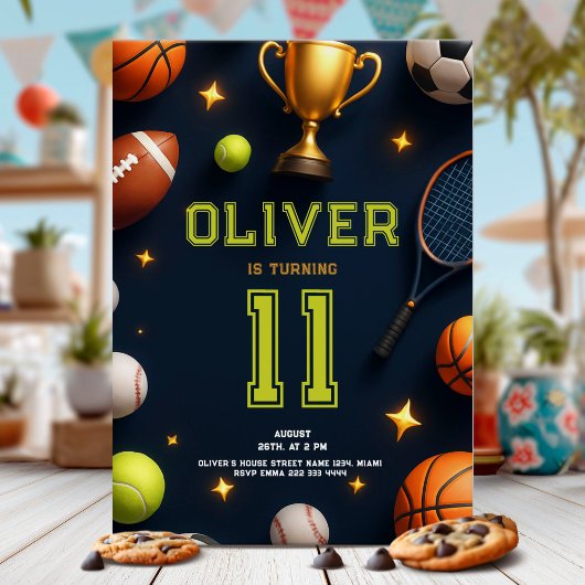 All Star Sports Birthday Party 招待状