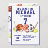 All Star Sports Boy Birthday Partyへの招待 招待状 (正面/裏面)