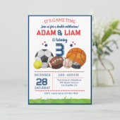 All Star Sports Twin Birthday  Party 招待状 (スタンド正面)