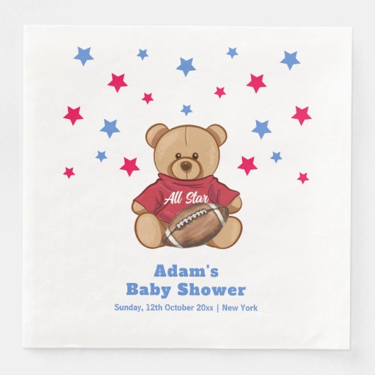 All Star Teddy Bear Football Sport Baby Shower  (正面)