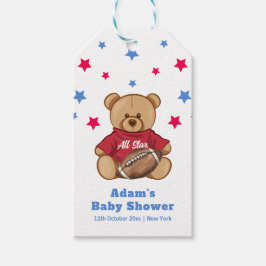 All Star Teddy Bear Football Sport Baby Shower  ギフトタグ