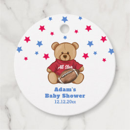 All Star Teddy Bear Football Sport Baby Shower  フェイバータグ
