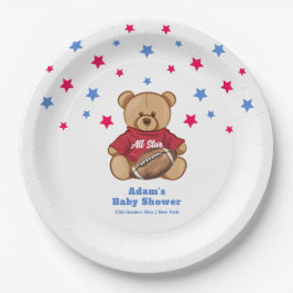 All Star Teddy Bear Football Sport Baby Shower  ペーパープレート