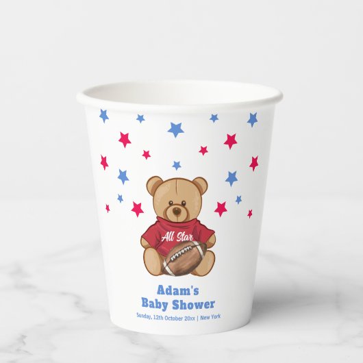 All Star Teddy Bear Football Sport Baby Shower  紙コップ (正面)