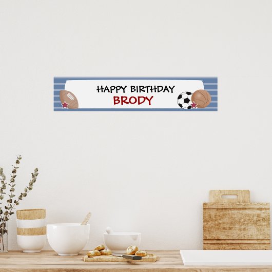 ALL STARSスポーツ誕生日またはベビーシャワーバナー ポスター (キッチン)