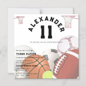 All Stars Kids Birthday Party マグネット招待状 (正面)