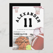 All Stars Kids Birthday Party 招待状 (正面/裏面)