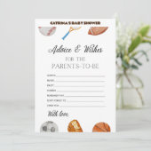 All Stars Sports Baby Shower – 編集可能な名前、5 x 7 招待状 (スタンド正面)