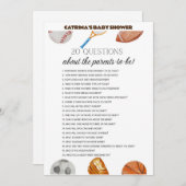 All Stars Sports Baby Shower – 編集可能な名前、5 x 7 招待状 (正面/裏面)