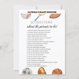 All Stars Sports Baby Shower – 編集可能な名前、5 x 7 招待状