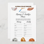 All Stars Sports Baby Shower – 編集可能な名前、5 x 7 招待状 (正面/裏面)