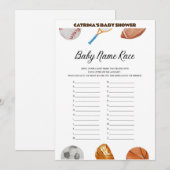 All Stars Sports Baby Shower – 編集可能な名前、5 x 7 招待状 (正面/裏面)