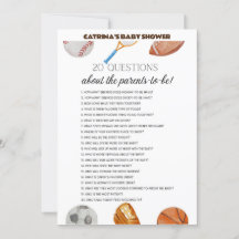 All Stars Sports Baby Shower – 編集可能な名前、5 x 7