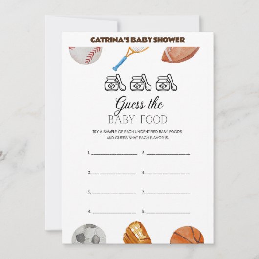 All Stars Sports Baby Shower – 編集可能な名前、5 x 7 招待状 (正面)