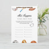 All Stars Sports Baby Shower – 編集可能な名前、5 x 7 招待状 (スタンド正面)