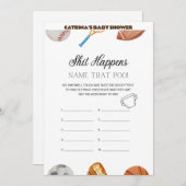 All Stars Sports Baby Shower – 編集可能な名前、5 x 7 招待状 (正面/裏面)