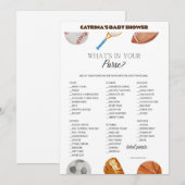 All Stars Sports Baby Shower – 編集可能な名前、5 x 7 招待状 (正面/裏面)