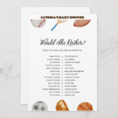 All Stars Sports Baby Shower – 編集可能な名前、5 x 7 招待状 (正面/裏面)