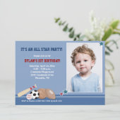 All Stars Sports *PHOTO*誕生日5 x 7 招待状 (スタンド正面)