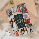 All the Joy | Multi Photo Collage 箔シーズンカード<br><div class="desc">Fun and festive holiday photo card in a modern jewel tone colorway features eight photos arranged in a collage layout. "Wishing you all the joy" appears in the center in gold foil lettering on a charcoal black background accented with stars. Personalize with your personal greeting, your family name, and the...</div>