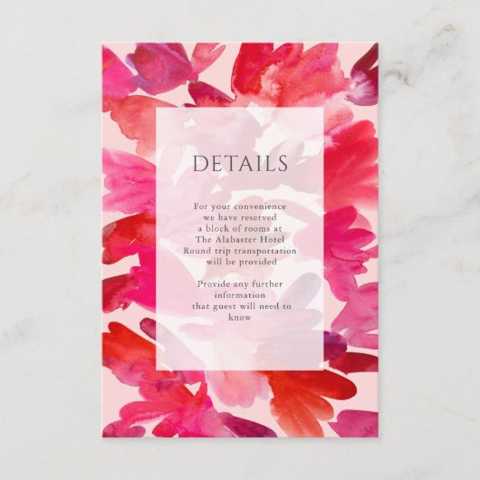 All the Love Water color Pink Red's 結婚詳細 エンクロージャーカード (正面)